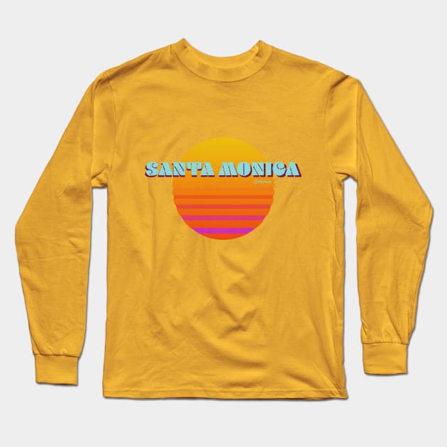 Santa Monica Old School Design Long Sleeve T-Shirt by SoCalDreamin